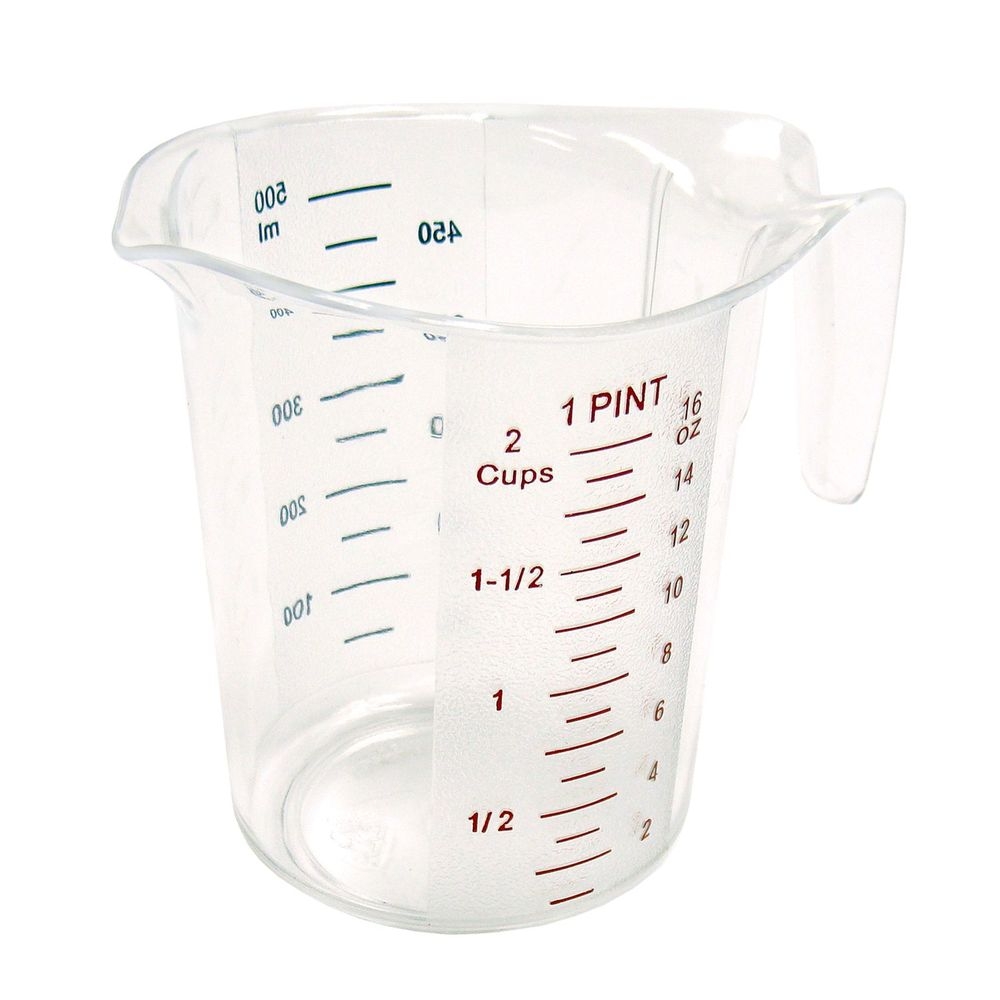 Winco PMCP-50 Polycarbonate Clear Measuring Cup with Color Graduations, 1 Pint Capacity