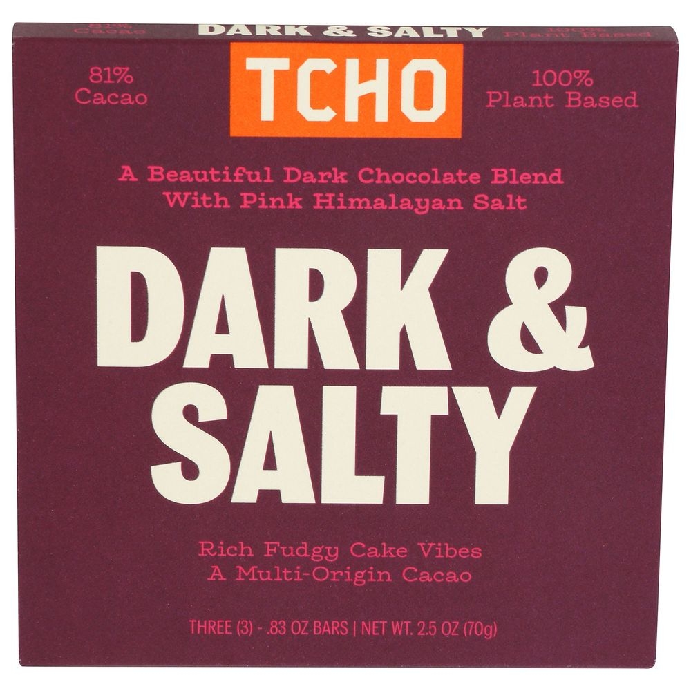 Tcho Bar Dark and Salty Chocolate Bar, 2.5 Ounce -- 10 per case