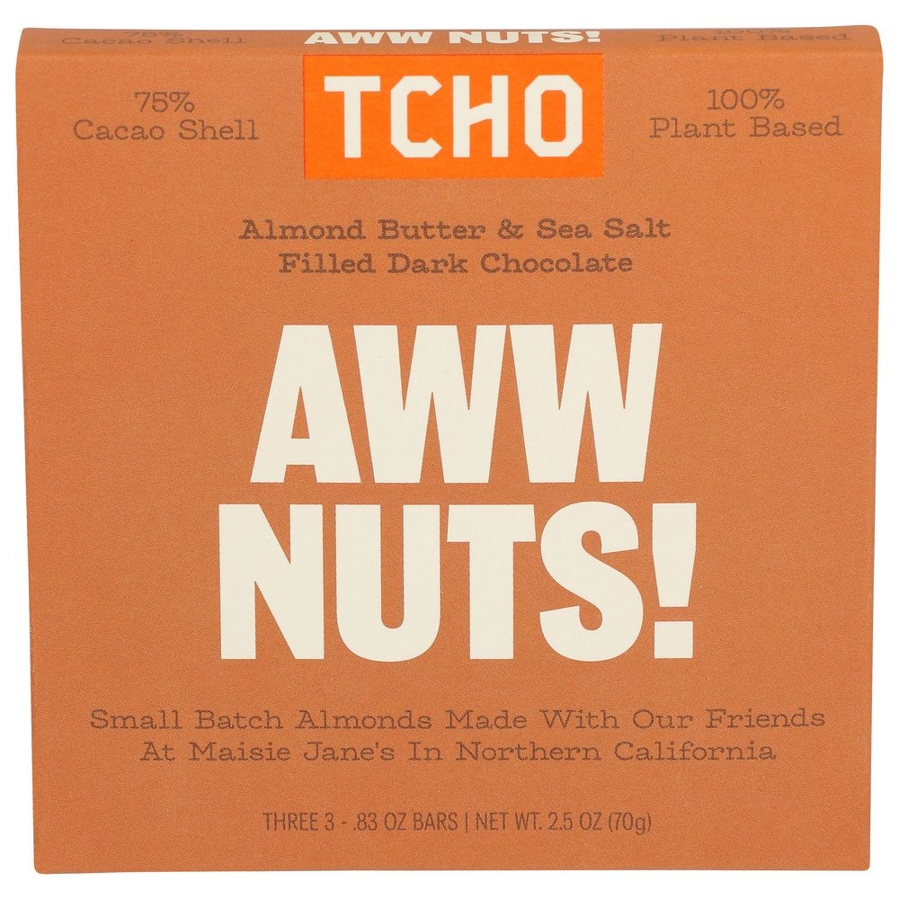 Tcho Organic AWW Nuts Dark Chocolate Bar, 2.5 Ounce -- 10 per case