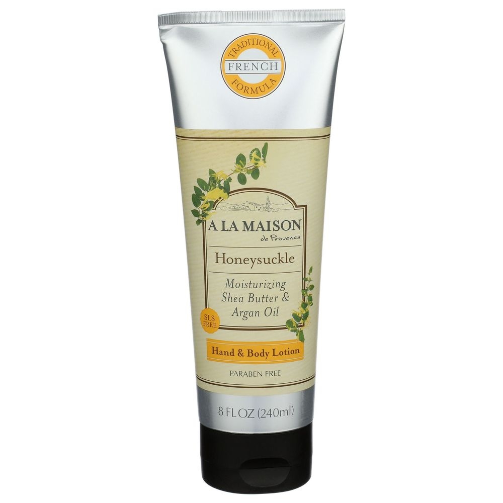 A La Maison De Provence Honeysuckle Shea Butter and Argan Oil Hand and Body Lotion, 8 Fluid Ounce