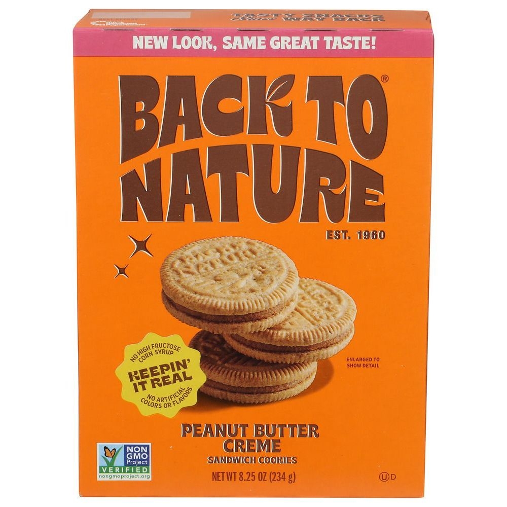 Back to Nature Peanut Butter Creme Sandwich Cookies, 8.25 Ounce -- 6 per case