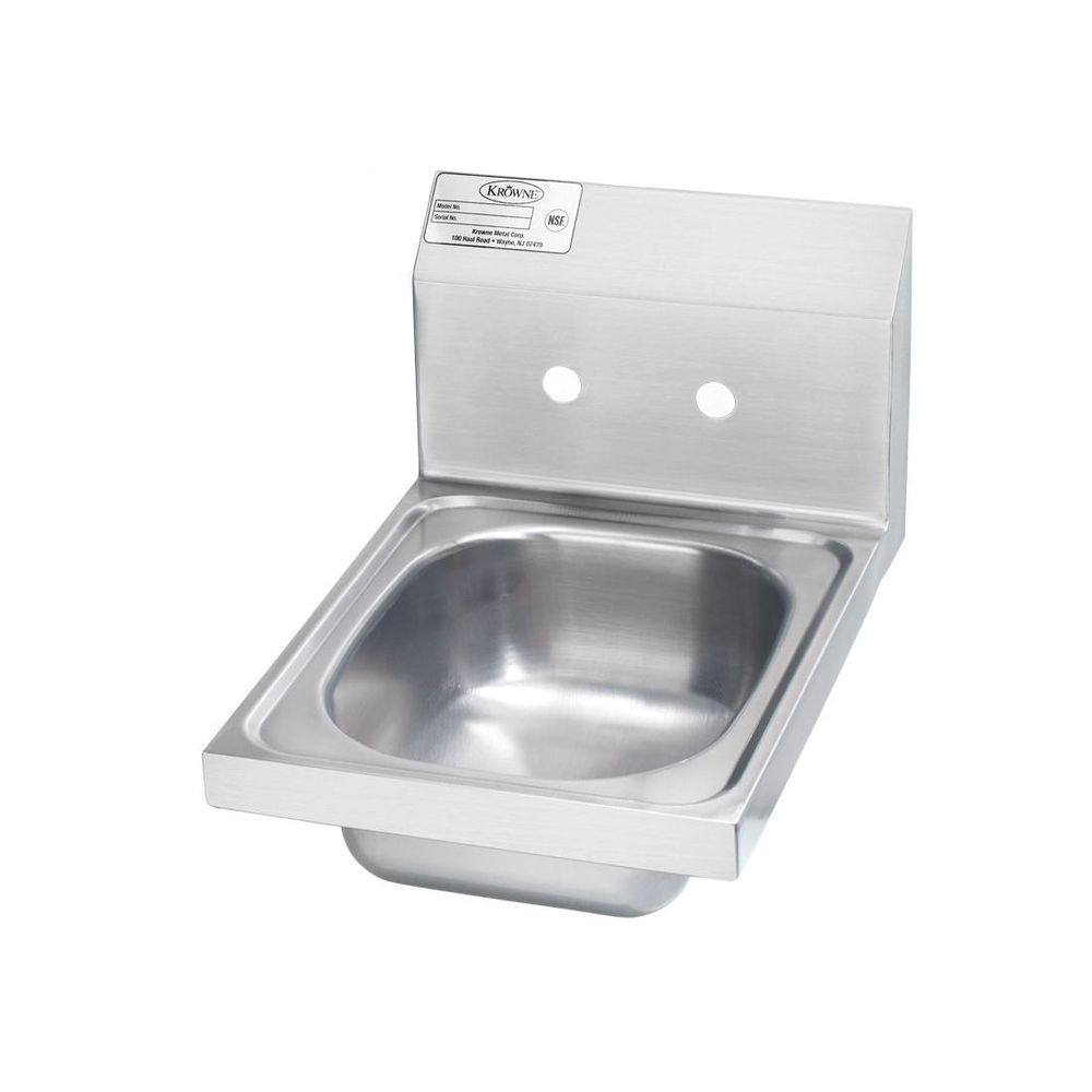 Krowne Less Faucet Hand Sink with 4 inch Center Faucet Holes, 12 x 14 1/4 x 13 inch