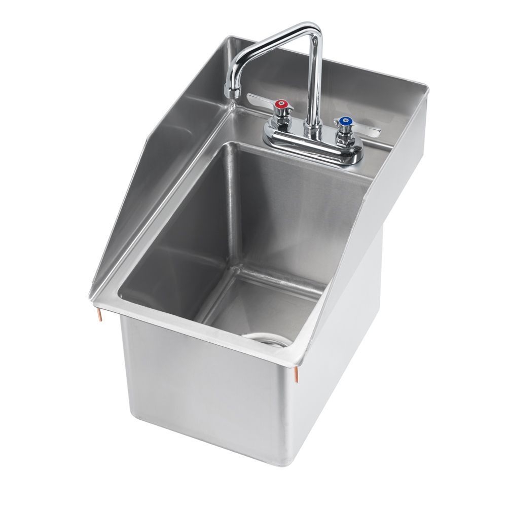 Krowne One Compartment Drop-In Sink with 10 inch Deep Bowl with Side Splashes, 12 x 18 inch