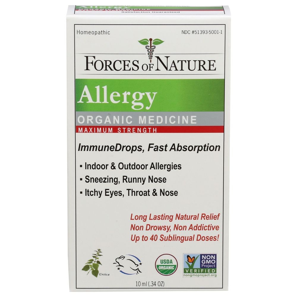 Forces of Nature Organic maximum Strength Allergy Drops, 10 Milliliter