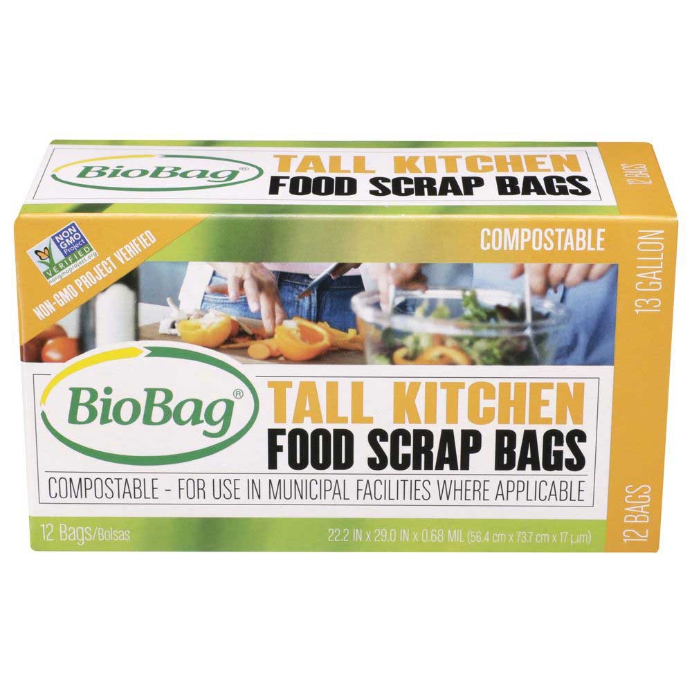 Biobag Tall Kitchen Food Waste Bag, 13 Gallon - 12 per pack -- 12 packs per case.