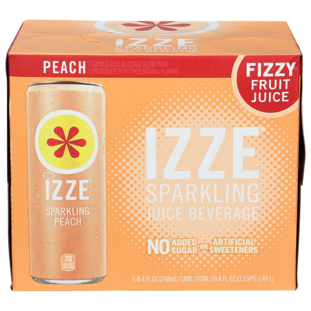 Izze Peach Sparkling Juice, 8.4 Fluid Ounce -- 24 per case