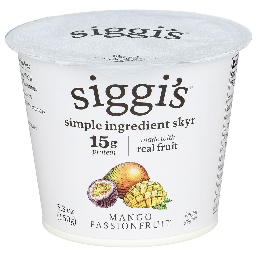 Siggis Mango Passionfruit Icelandic Skyr Low Fat Yogurt, 5.3 Ounce -- 12 per case.