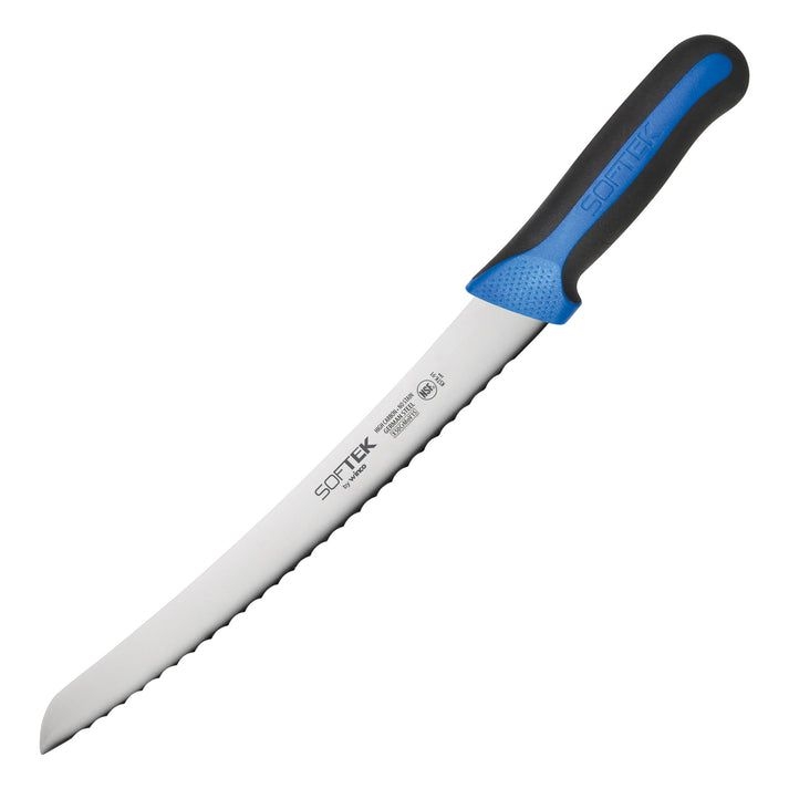 Winco SofTek Wavy Edge Curved Bread Knife with Soft Grip Handle, 9 1/2 inch Length -- 36 per case