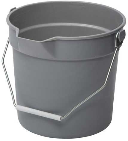 Winco Gray Polypropylene Utility Pail with Pour Spout and Molded Graduation, 10 Quart -- 12 per case