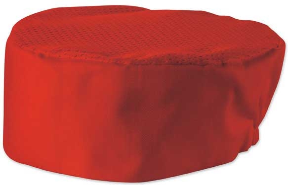 Winco Signature Chef Red Extra Large Ventilated Pillbox Hat, 3.5 inch Height -- 96 per case