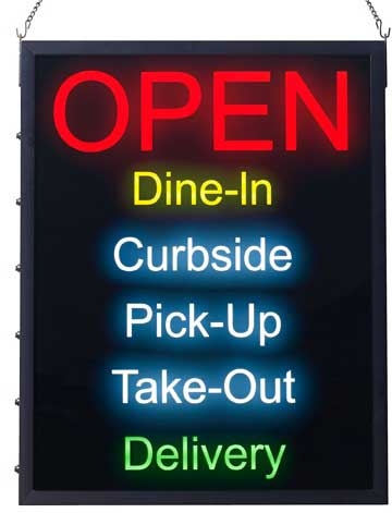 Winco All-in-One Open English Version LED Sign, 19 x 24 inch -- 5 per case