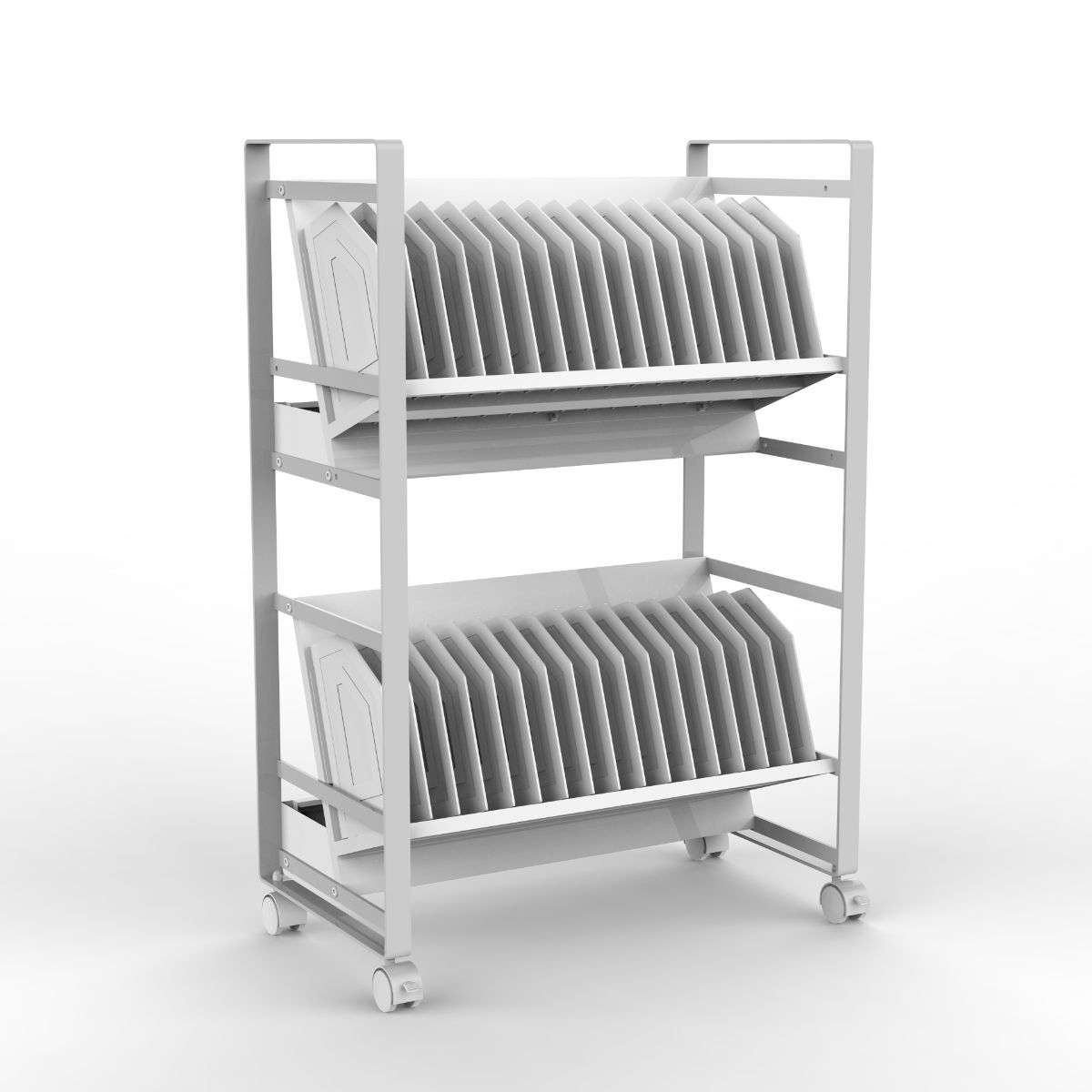 Luxor Gray 32-Tablet / Chromebook Open Charging Cart, 27 x 14.75 x 39.75 inch