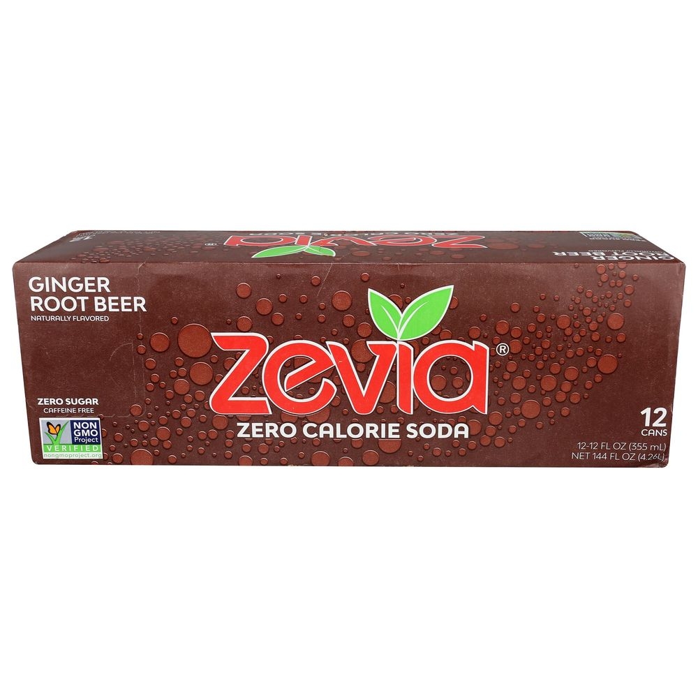 Zevia Ginger Root Beer Zero Sugar Soda, 12 Fluid Ounce -- 24 per case