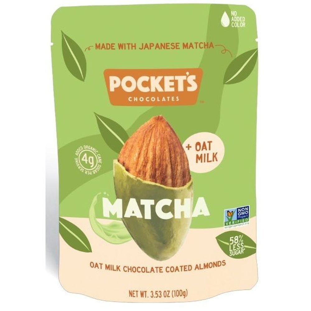 Pocket Latte Matcha Chocolate Coated Almond Nuts, 3.53 Ounce -- 6 per case
