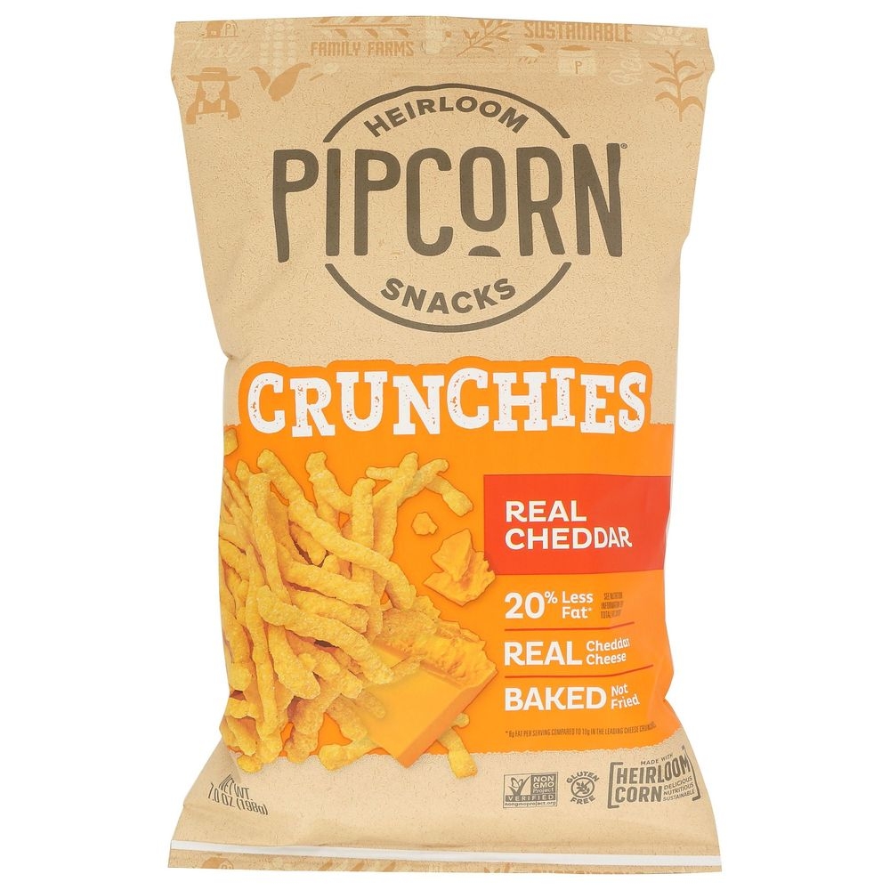 Pipcorn Cheddar Crunchies, 7 Ounce -- 12 per case