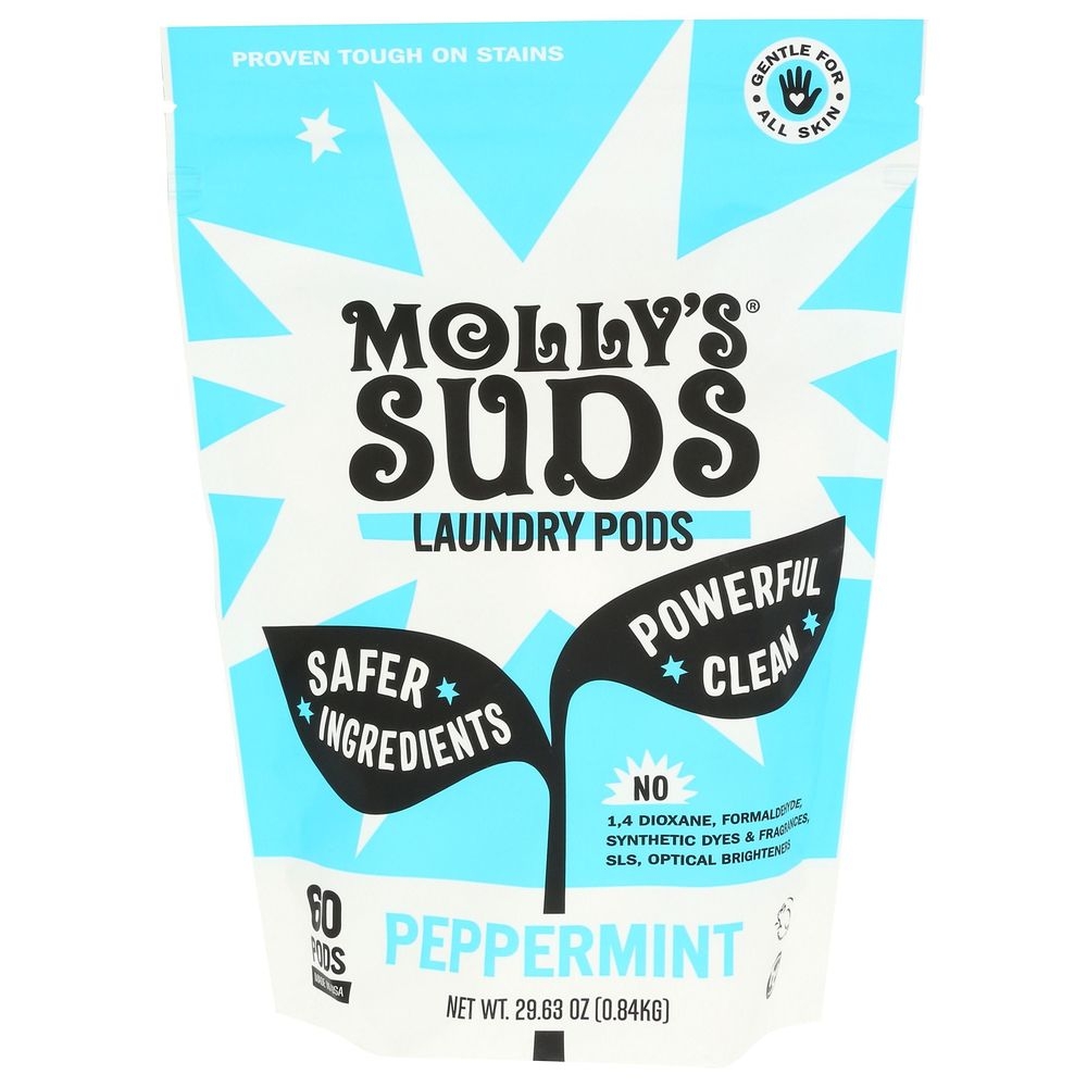 Mollys Suds Peppermint Laundry Powder Pods, 29.63 Ounce -- 6 per case