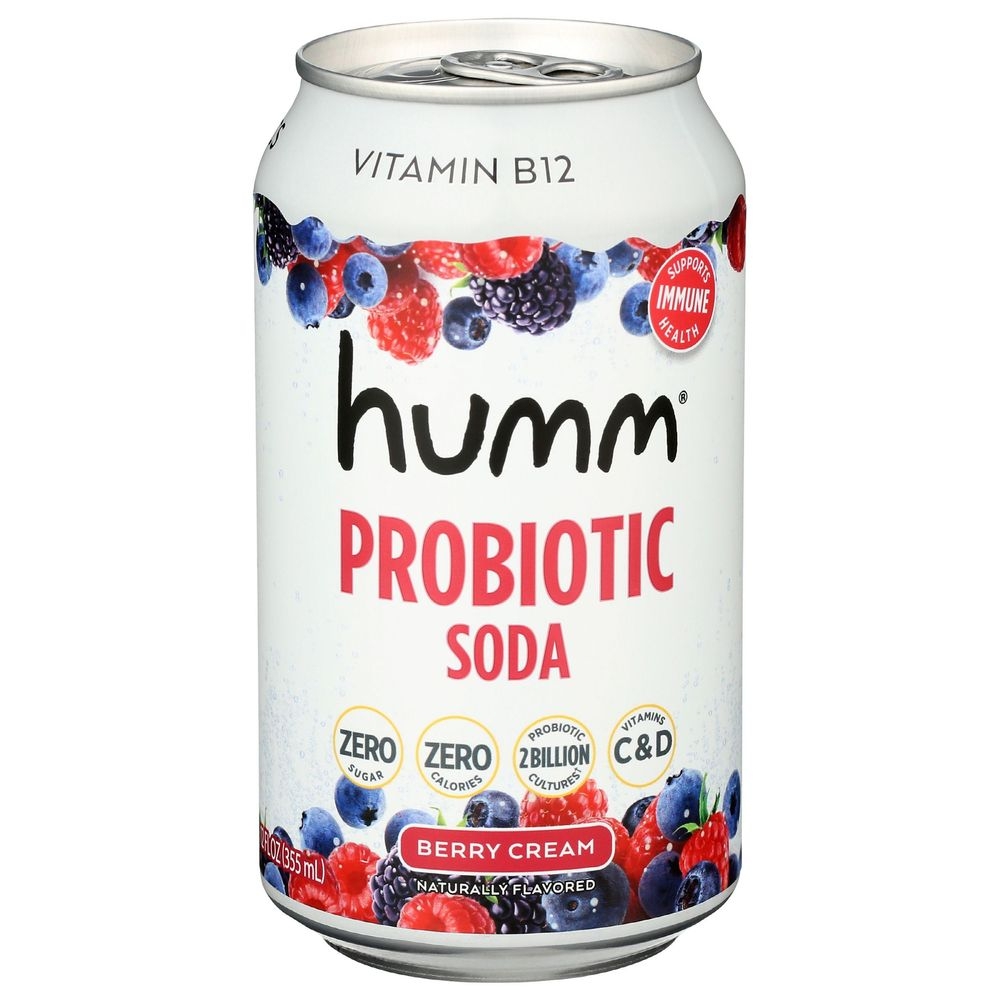 Humm Berry Cream Probiotic Soda, 12 Fluid Ounce -- 6 per case