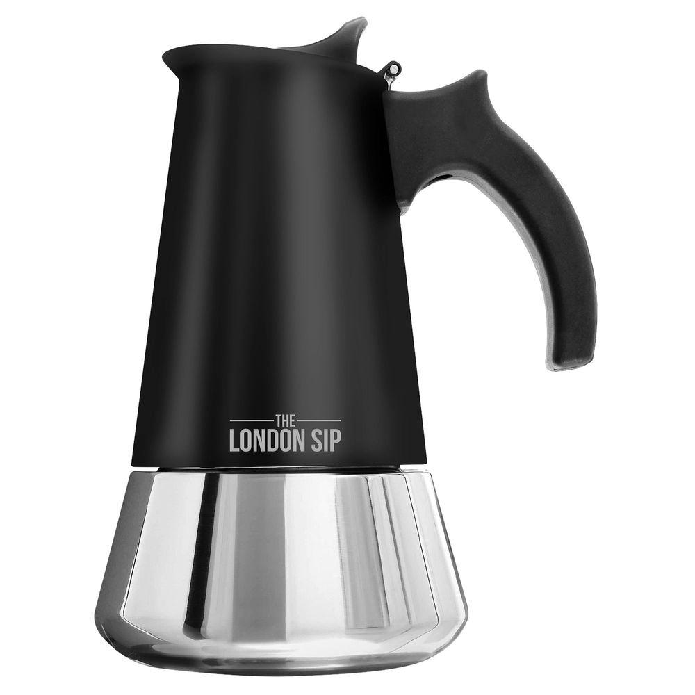 London Sip Stainless Steel Black Stovetop 10 Cup Espresso Maker