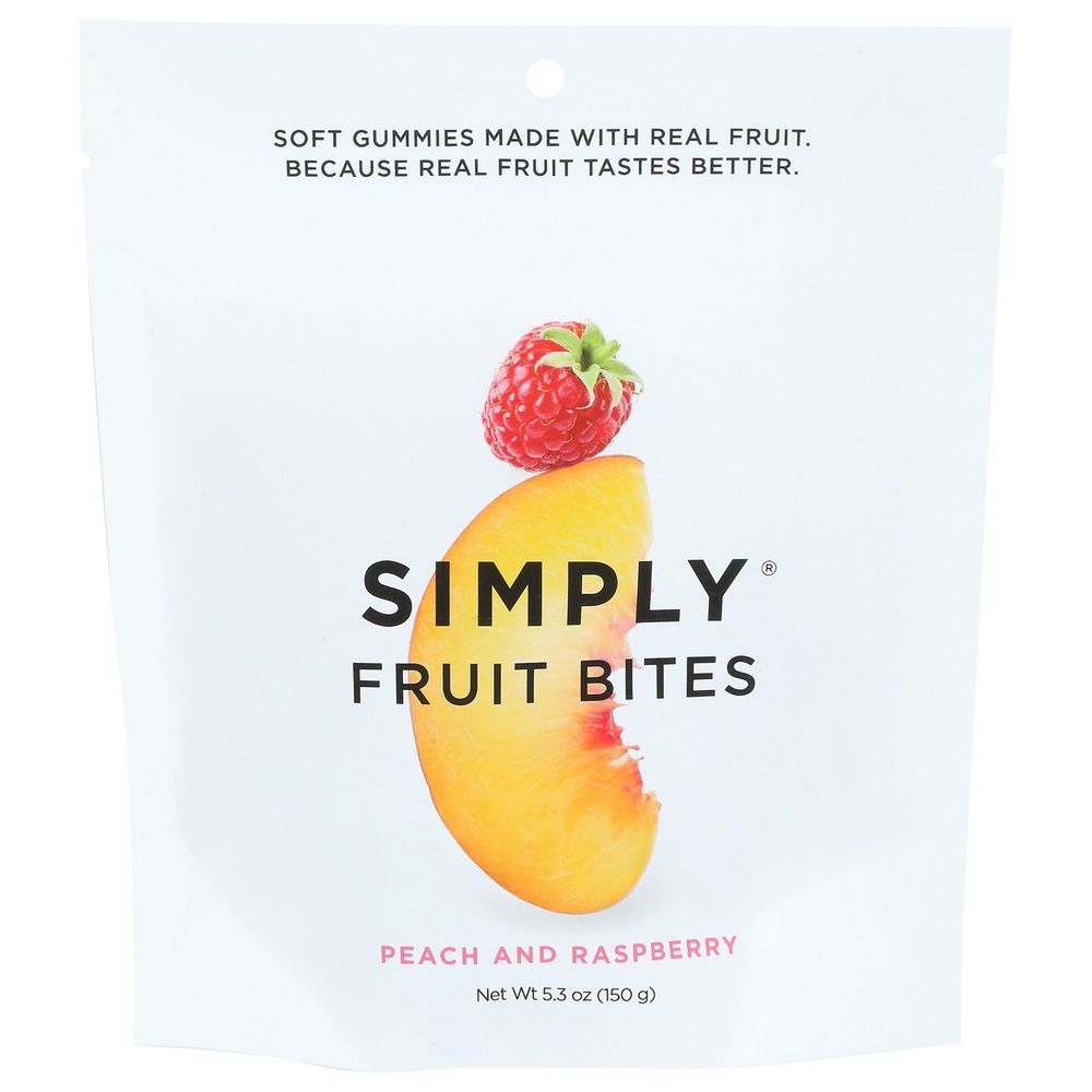 Simply Fruit Bites Peach and Raspberry Gummies, 5.3 Ounce -- 6 per case