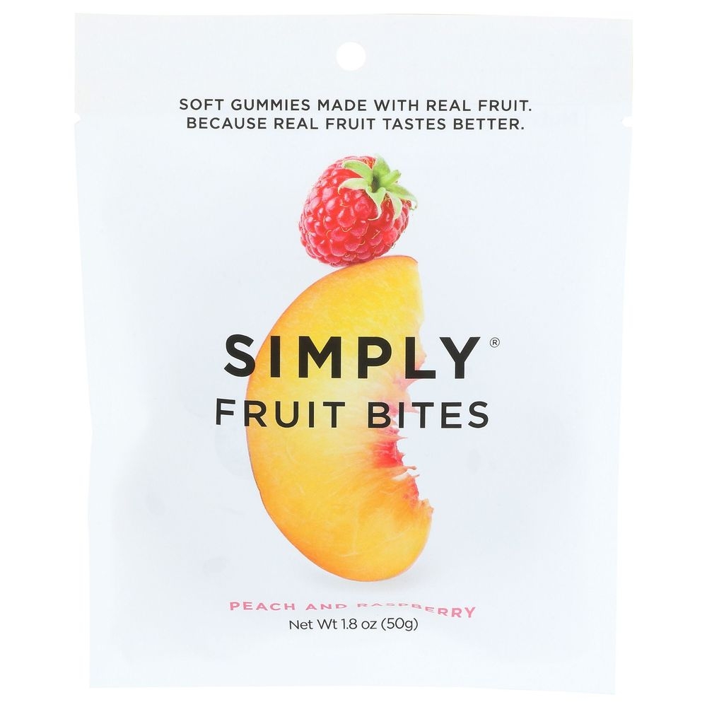 Simply Fruit Bites Peach and Raspberry Gummies, 1.8 Ounce -- 8 per case