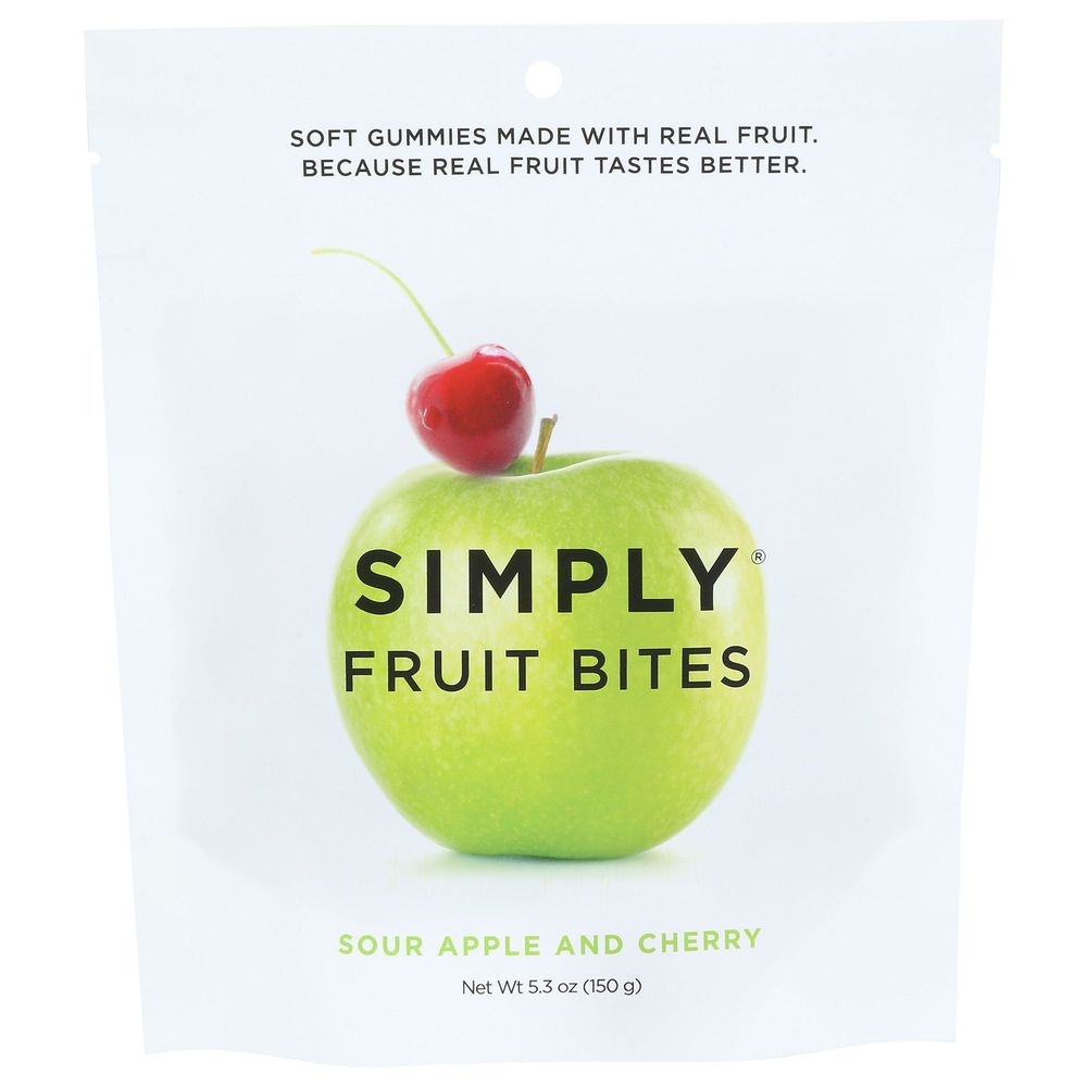Simply Fruit Bites Sour Apple and Cherry Gummies, 5.3 Ounce -- 6 per case