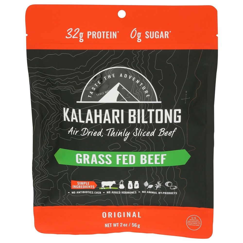 Kalahari Biltong Original Beef Air Dried Thinly Sliced Beef, 2 Ounce -- 8 per case