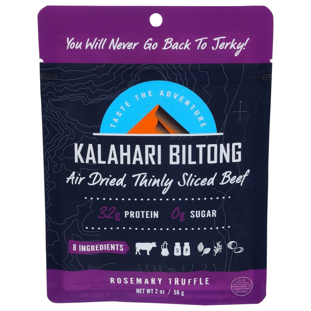 Kalahari Biltong Rosemary Truffle Air Dried Thinly Sliced Beef, 2 Ounce -- 8 per case
