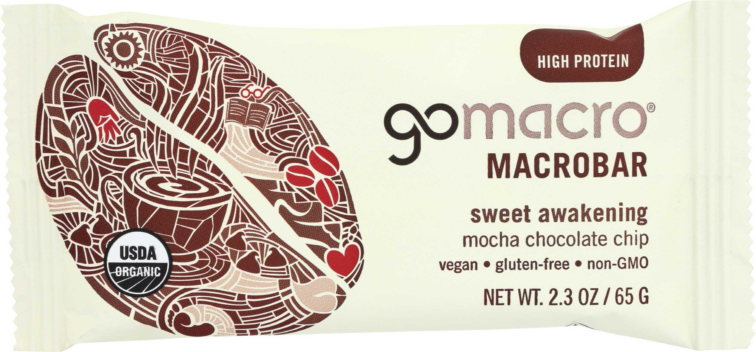 Gomacro Organic Mocha Chocolate Chip Macrobar, 2.3 Ounce -- 12 per case