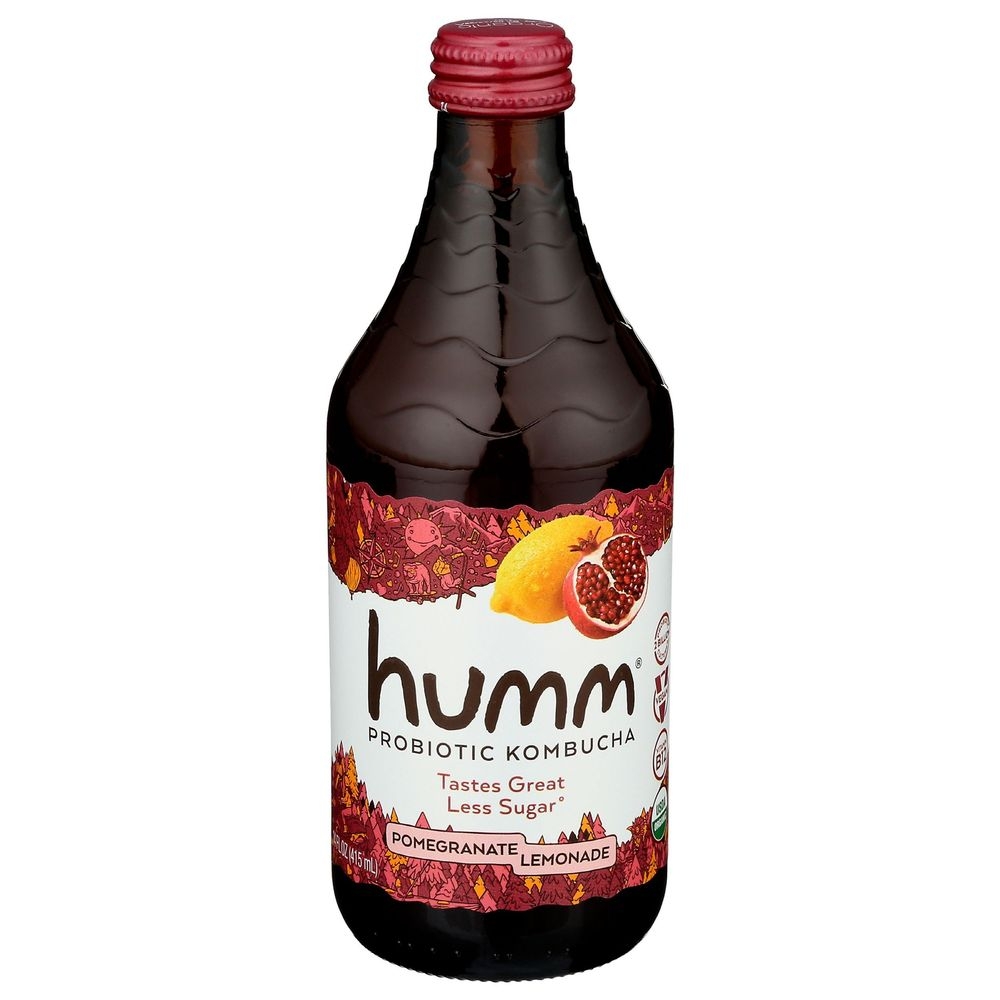 Humm Pomegranate Lemonade Probiotic Kombucha, 14 Fluid Ounce -- 12 per case