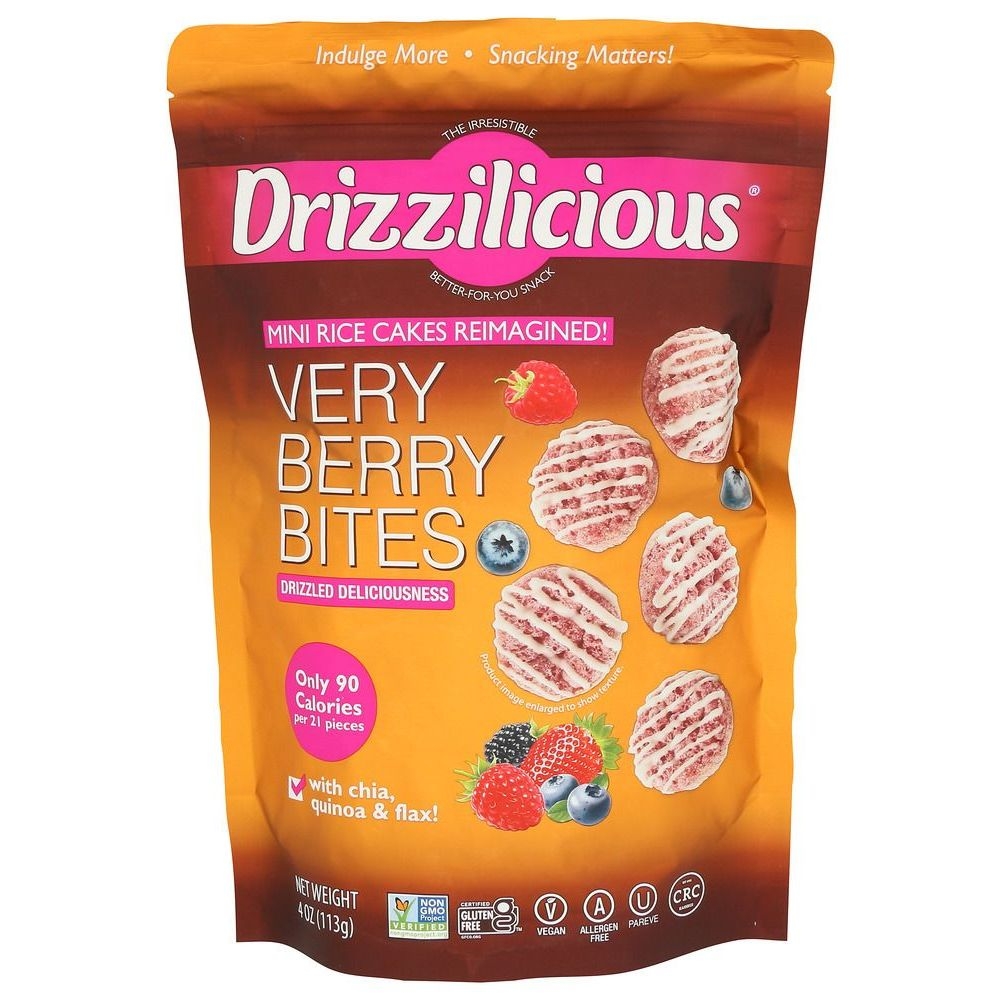 Drizzilicious Mini Very Berry Bites Rice Cake, 4 Ounce -- 6 per case