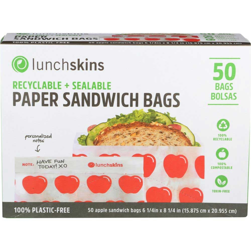 Lunchskins Paper Apple Sandwich Bag - 50 count per pack -- 12 packs per case