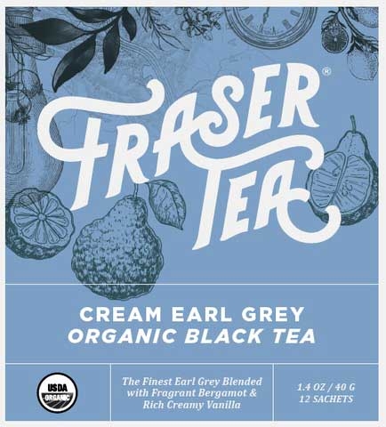 Fraser Cream Earl Grey Organic Black Tea, 1.4 Ounce Sachet -- 6 per case