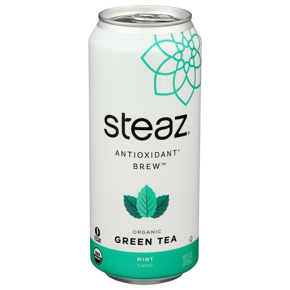 Steaz Antioxidant Brew Organic Mint Iced Green Tea, 16 Fluid Ounce -- 12 per case