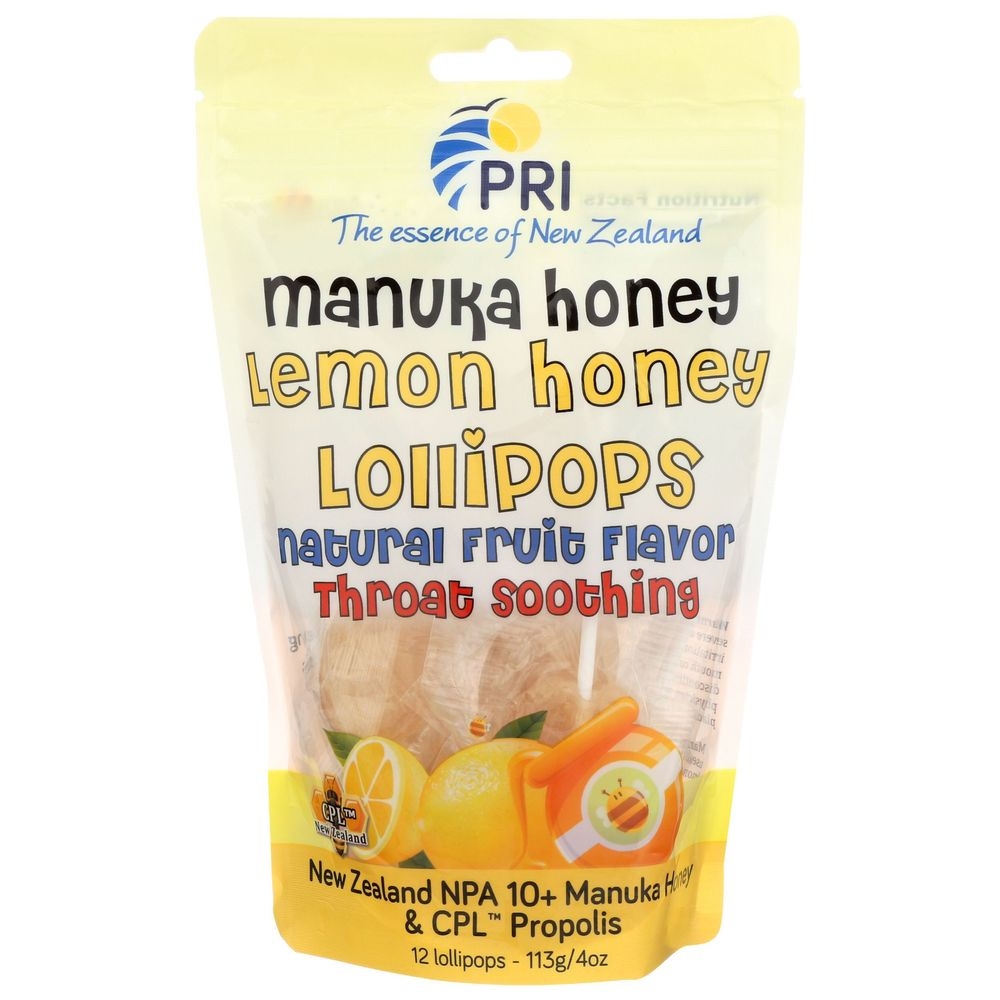 PRI Lemon Honey Throat Soothing Lollipops, 12 count -- 6 per case