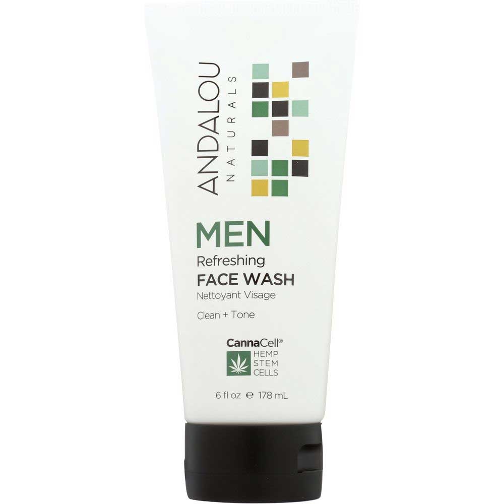 Andalou Naturals Cannacell Clean Plus Tone Men Refreshing Face Wash, 6 Fluid Ounce
