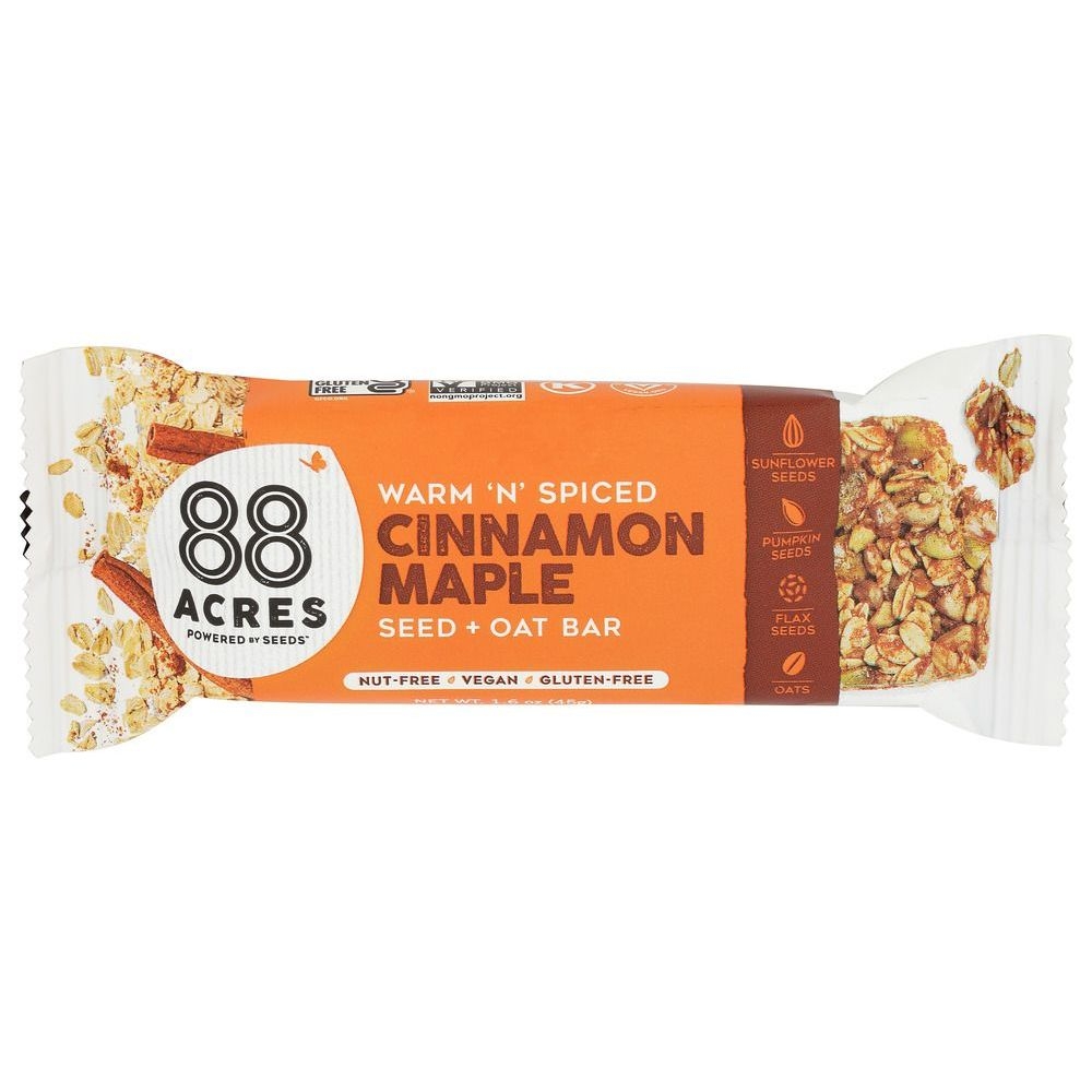 88 Acres Cinnamon Maple Seed and Oat Bar, 1.6 Ounce -- 9 per case