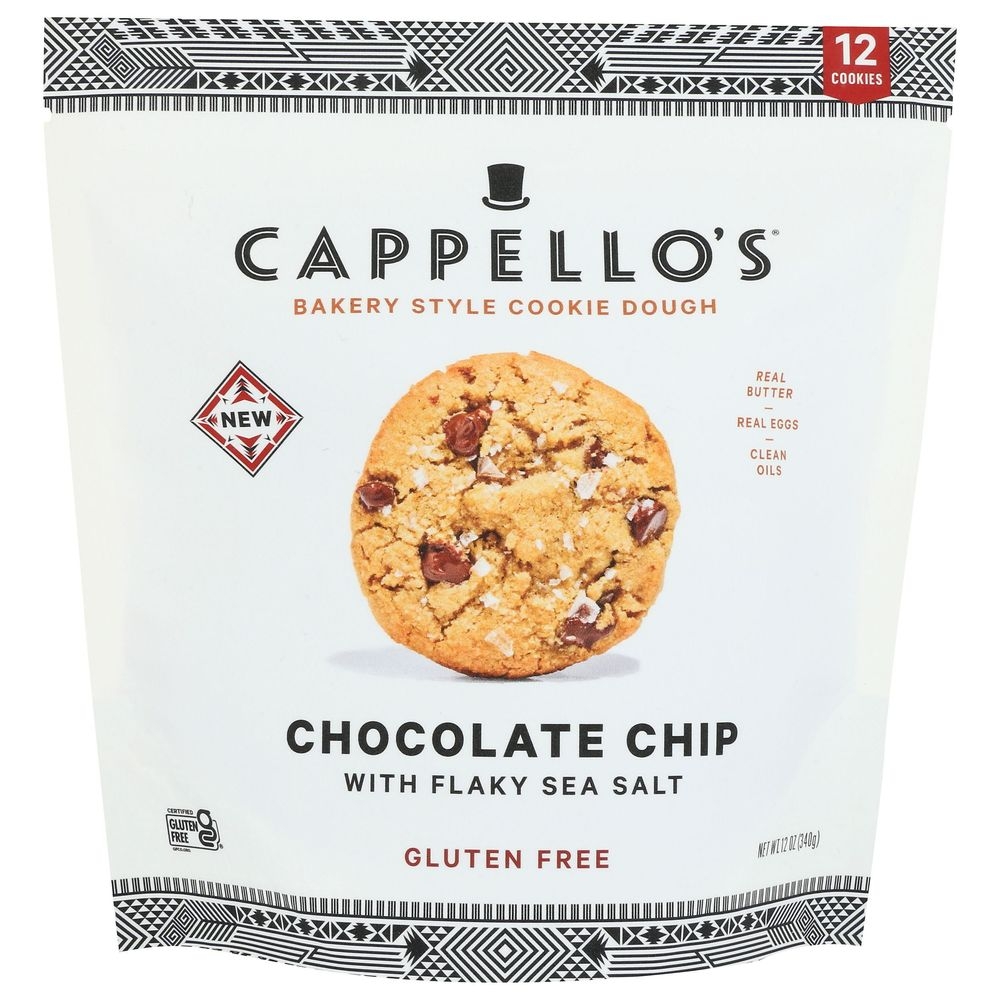 Cappellos Chocolate Chip with Flaky Sea Salt Cookie Dough, 12 Ounce -- 6 per case