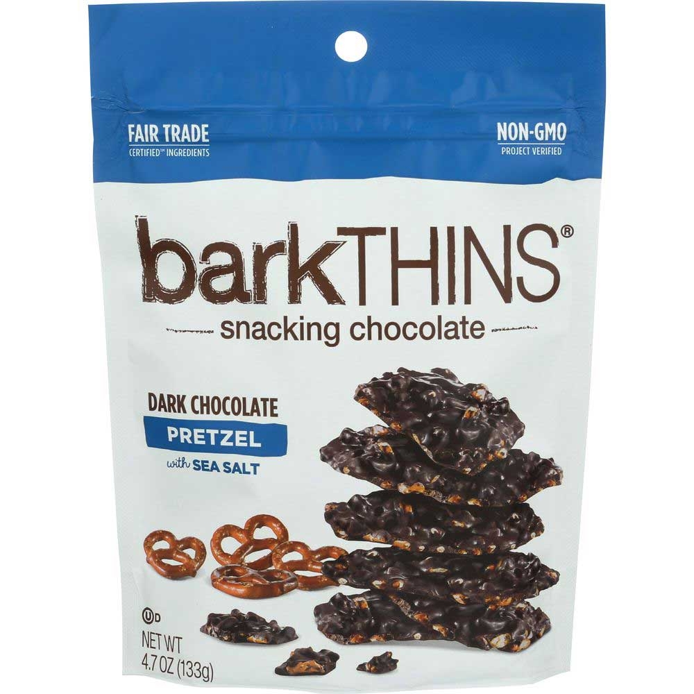 Bark Thins Pretzel with Sea Salt Dark Chocolate Snacks, 4.7 Ounce -- 12 per case.