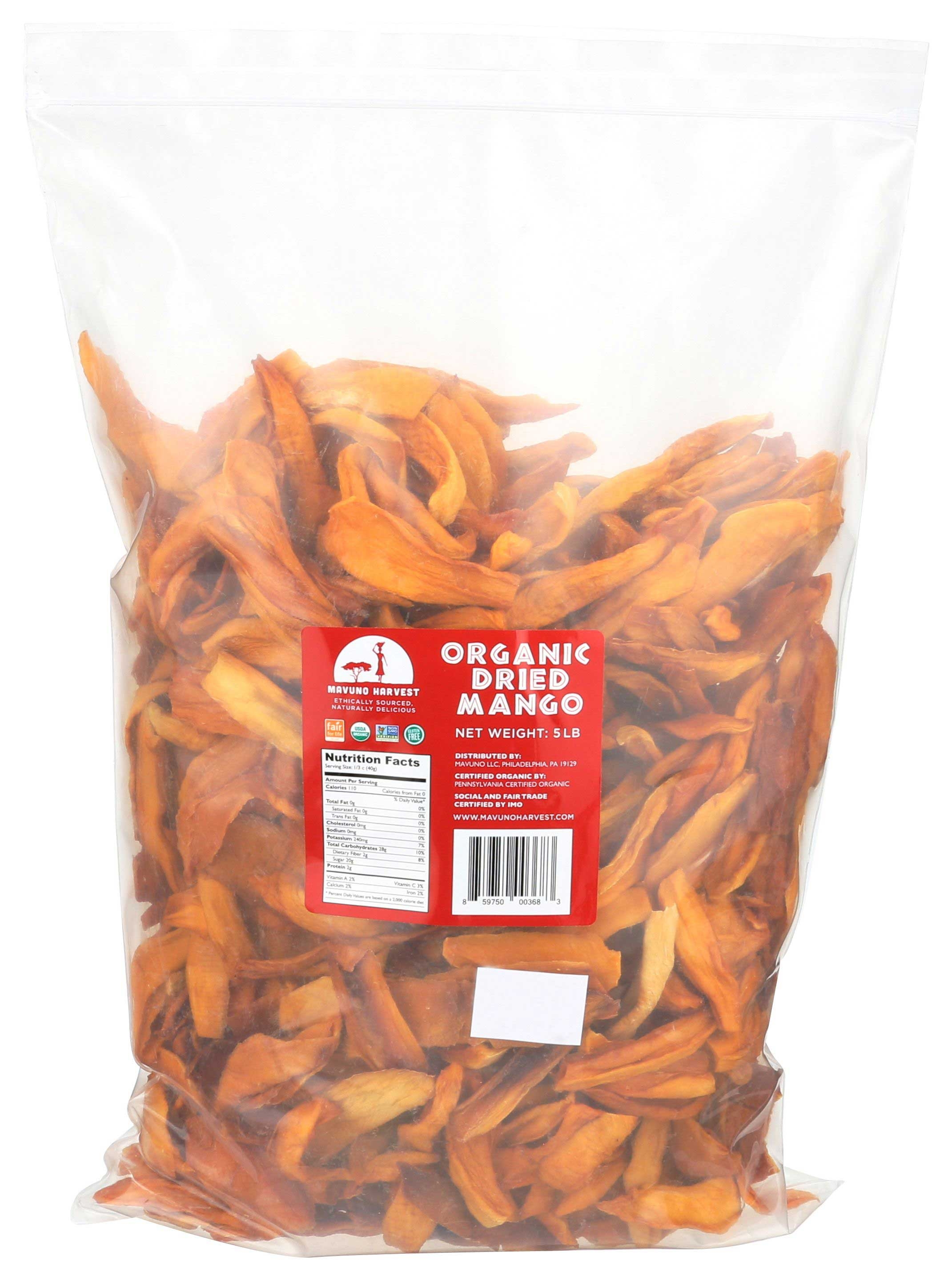 Mavuno Harvest Organic Dried Mango, 5 Pound -- 2 per case