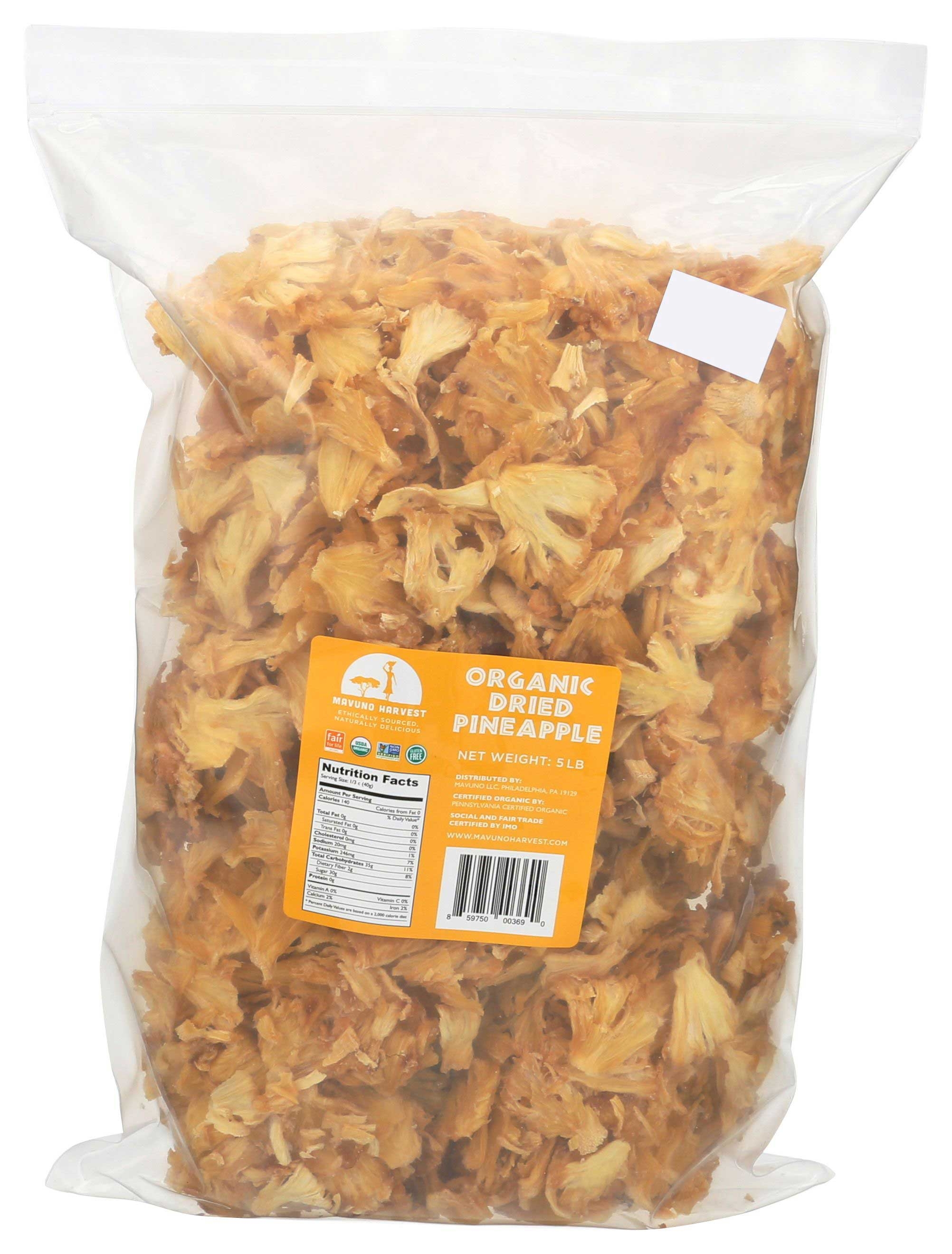 Mavuno Harvest Organic Dried Pineapple, 5 Pound -- 2 per case