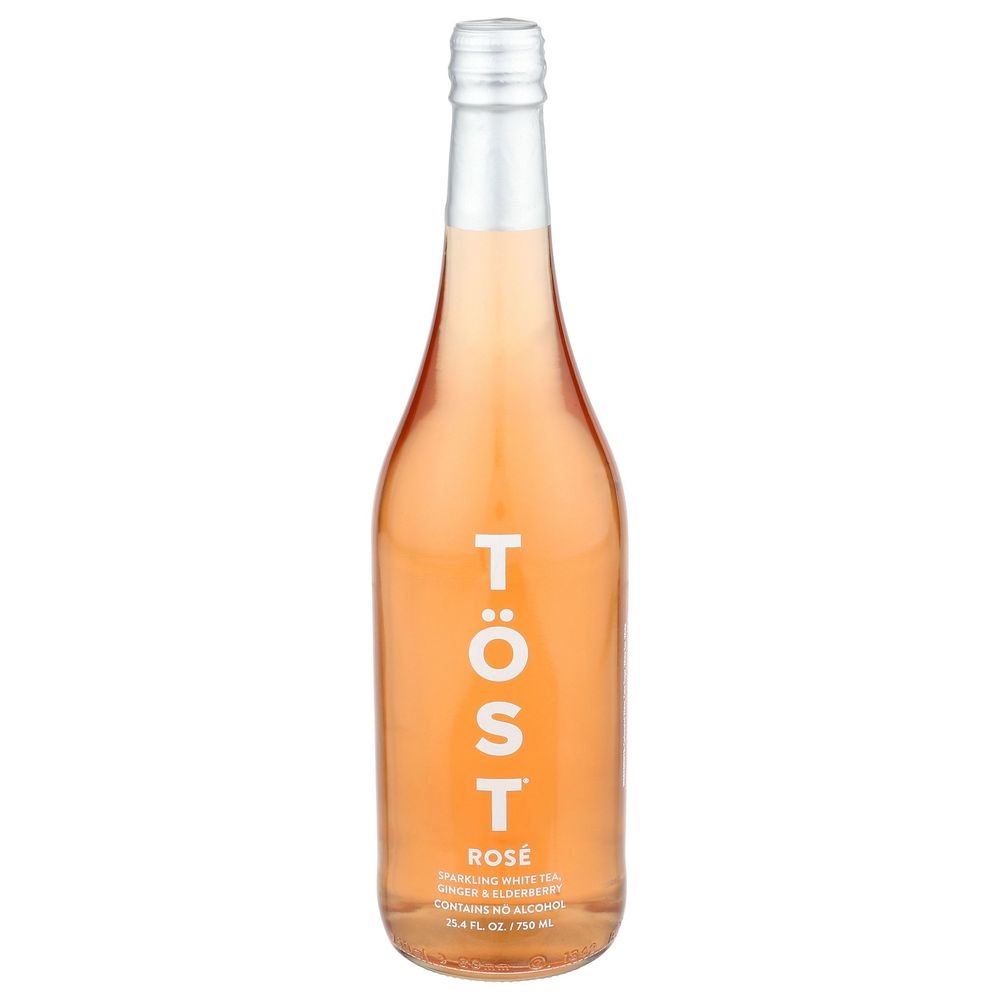 Tost Rose White Tea Ginger and Elderberry Non-Alcoholic Sparkling Beverage, 25.4 Fluid Ounce -- 12 per case