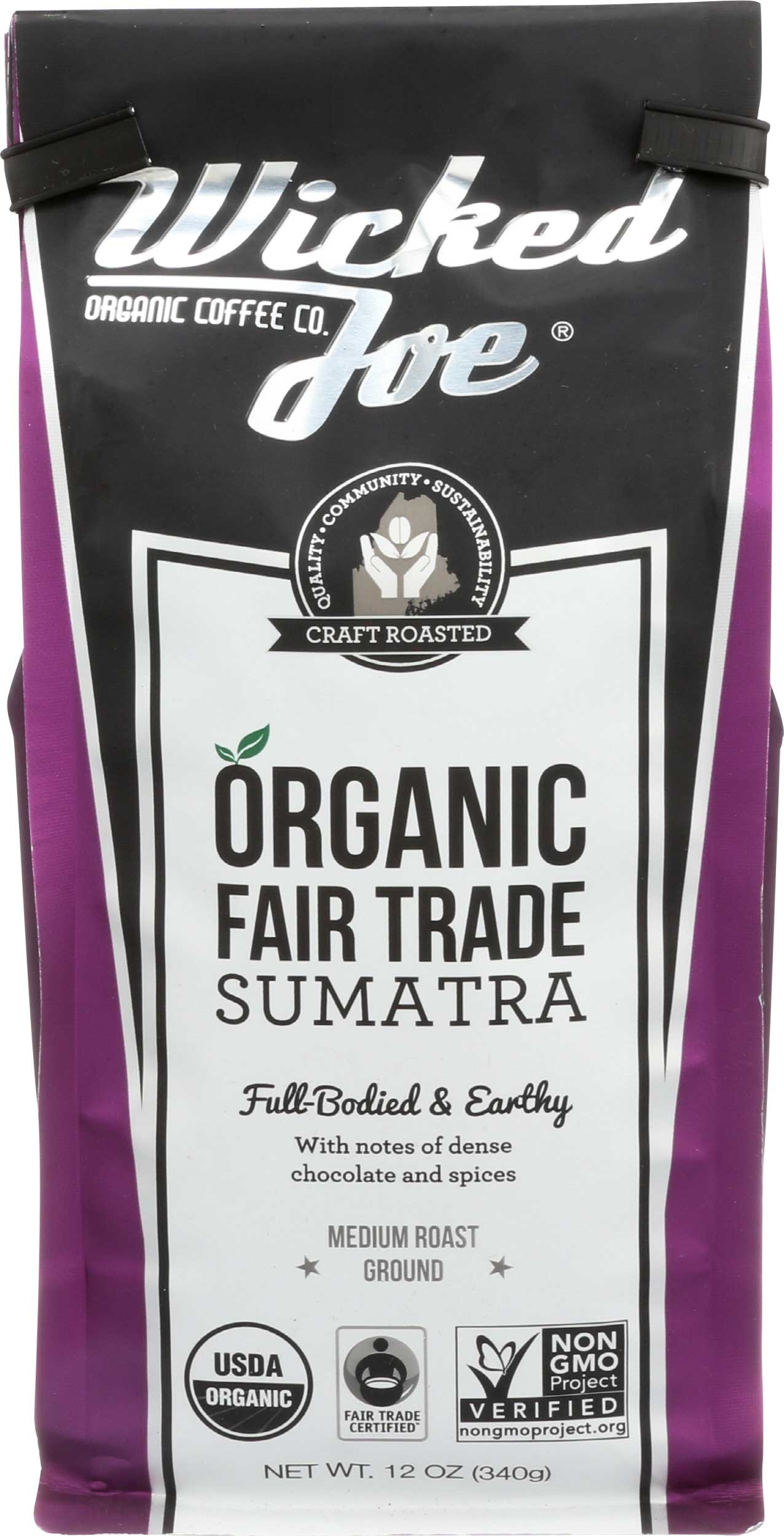 Wicked Joe Organic Sumatra Ground Coffee, 12 Ounce -- 6 per case