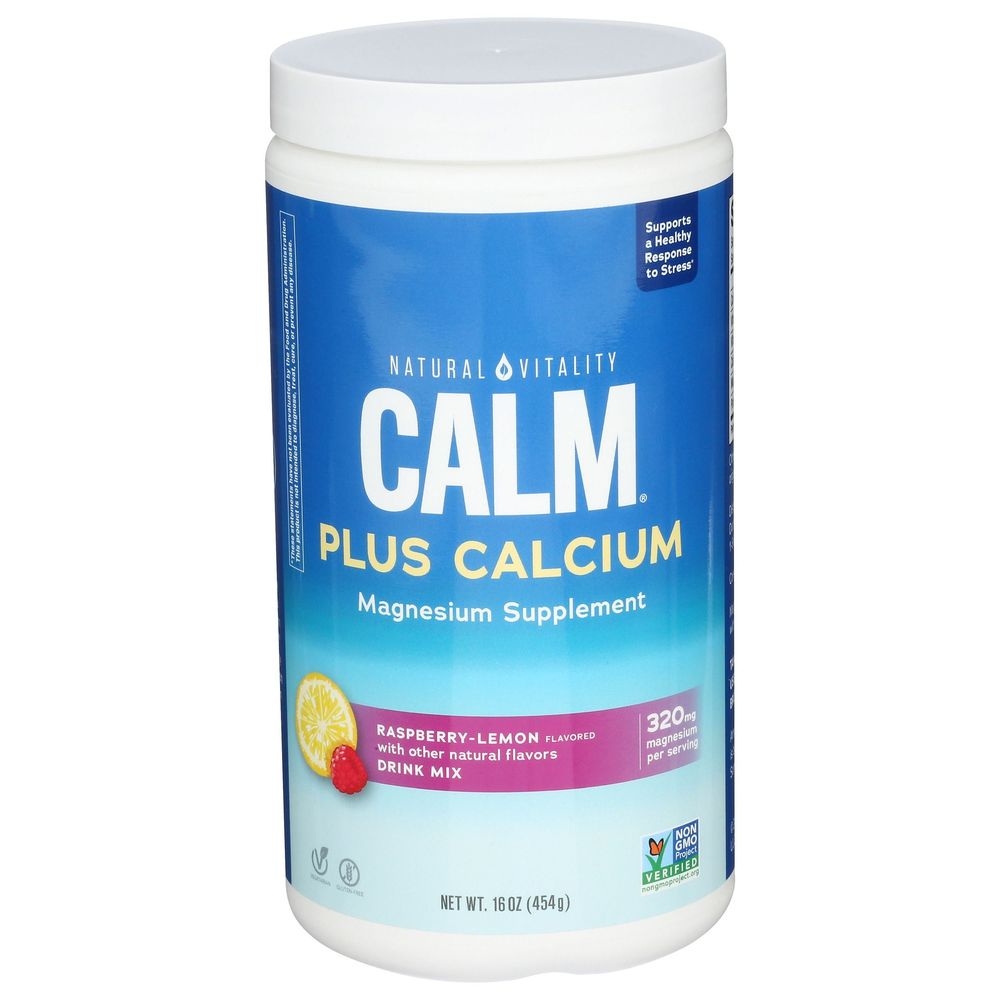 Natural Vitality Calm Raspberry Lemon Magnesium Plus Calcium Drink Mix, 16 Ounce