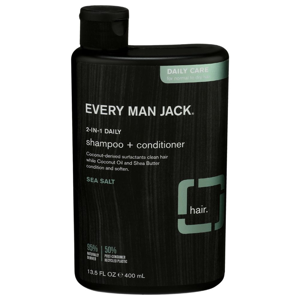 Every Man Jack Sea Salt 2-in-1 Daily Shampoo Plus Conditioner, 13.5 Fluid Ounce