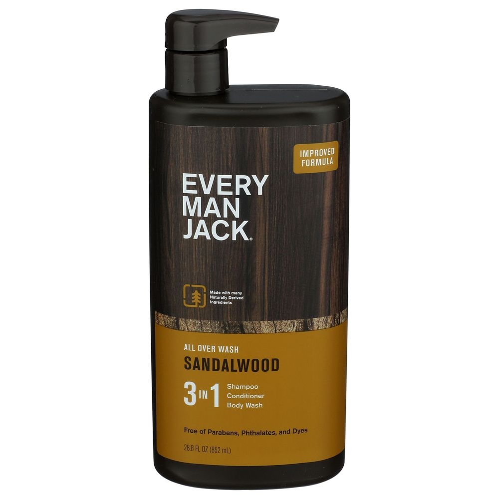 Every Man Jack 3 in 1 Sandalwood All Over Wash, 28.8 Fluid Ounce