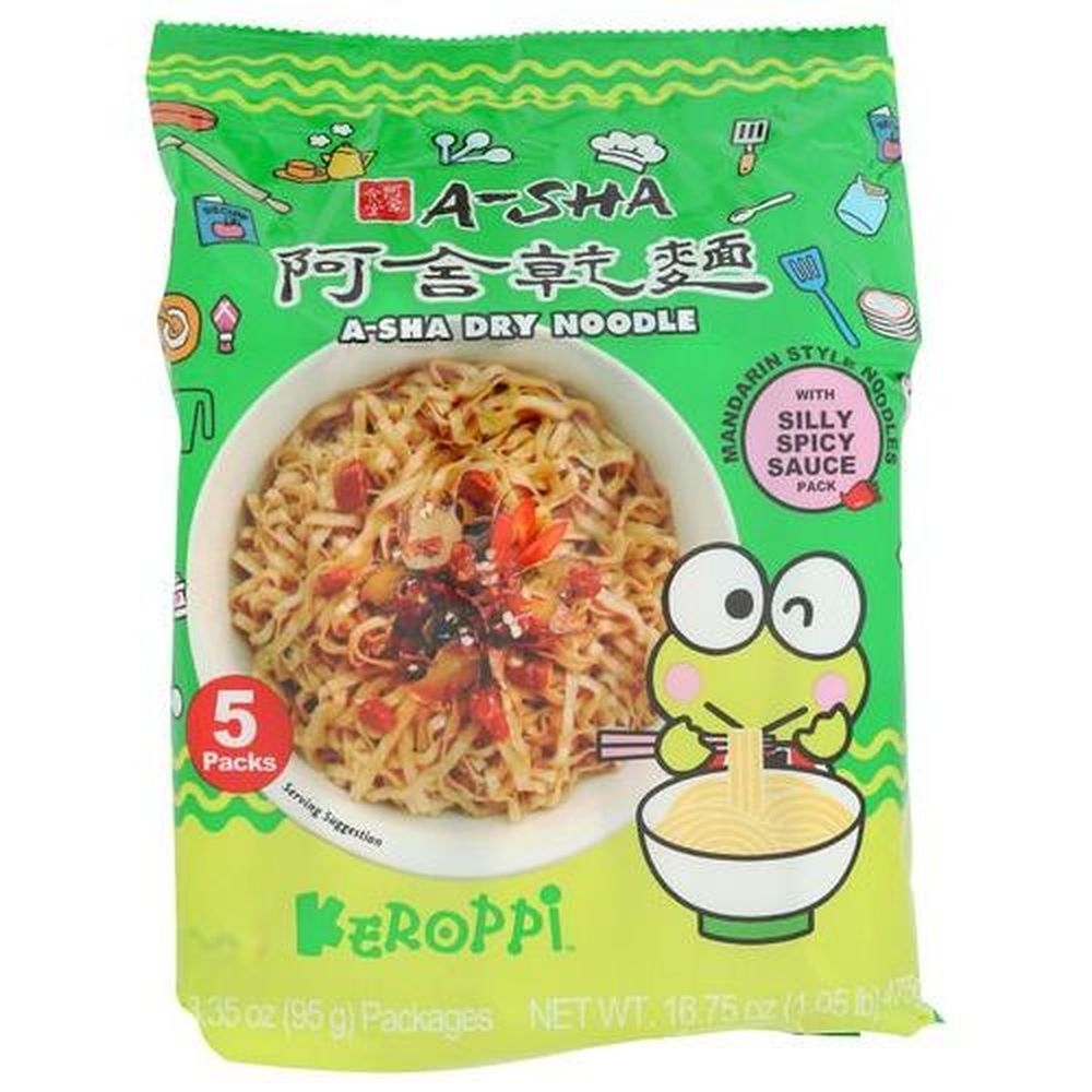 A-Sha Hello Kitty Keroppi Mandarin Noodles with Silly Spicy Sauce, 16.75 Ounce -- 6 per case