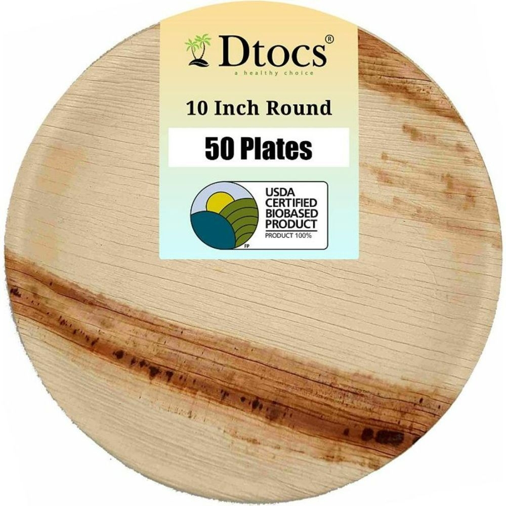 Dtocs Palm Leaf 10 inch Round Dinner Plate -- 50 per case