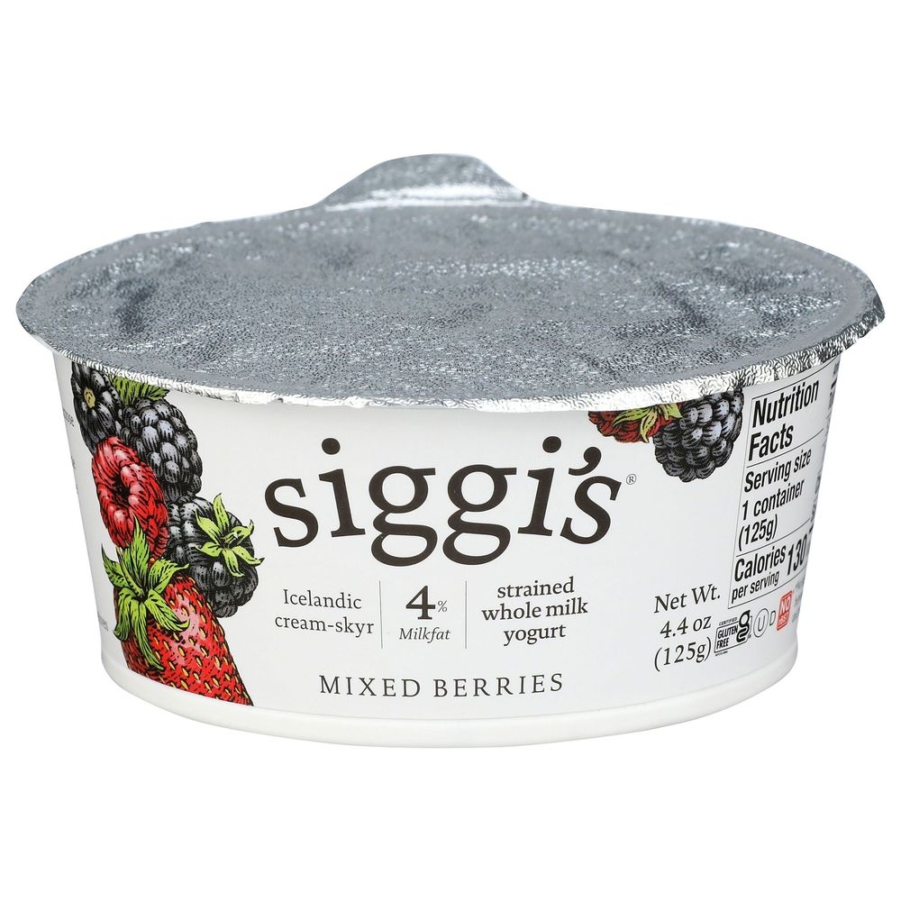 Siggis 4 Percent Mixed Berry Whole Milk Yogurt, 4.4 Fluid Ounce -- 12 per case