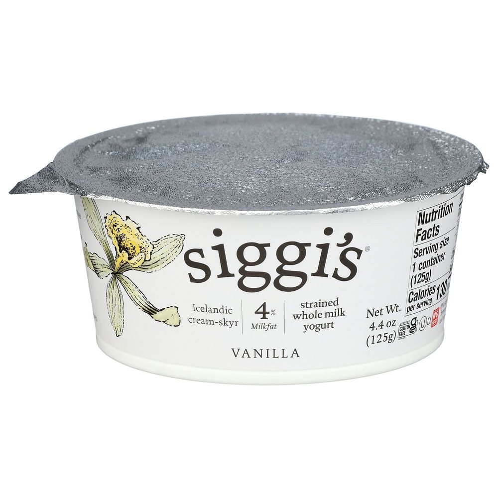 Siggis 4 Percent Vanilla Strained Whole Milk Yogurt, 4.4 Fluid Ounce -- 12 per case