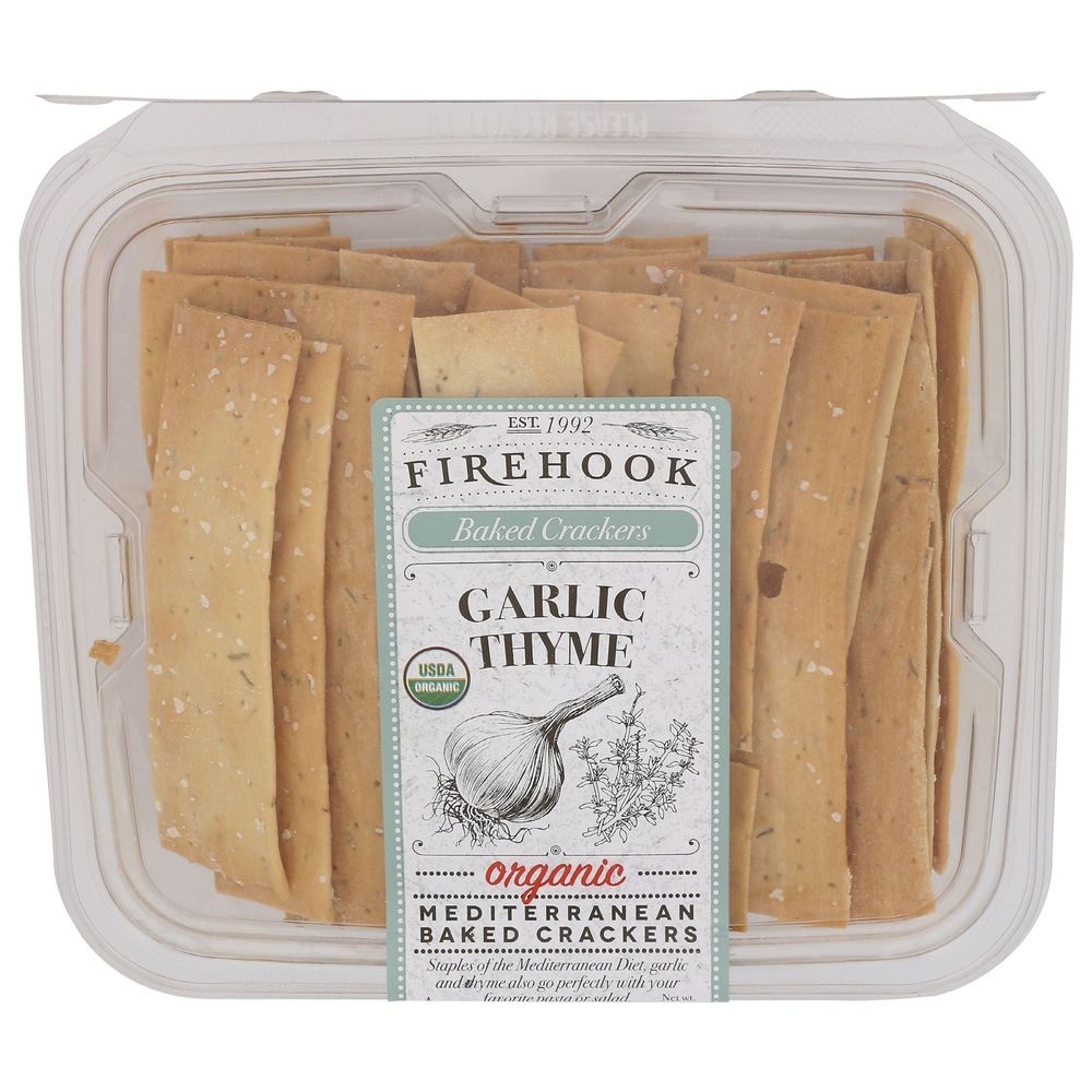 Firehook Organic Garlic Thyme Baked Cracker, 8 Ounce -- 12 per case